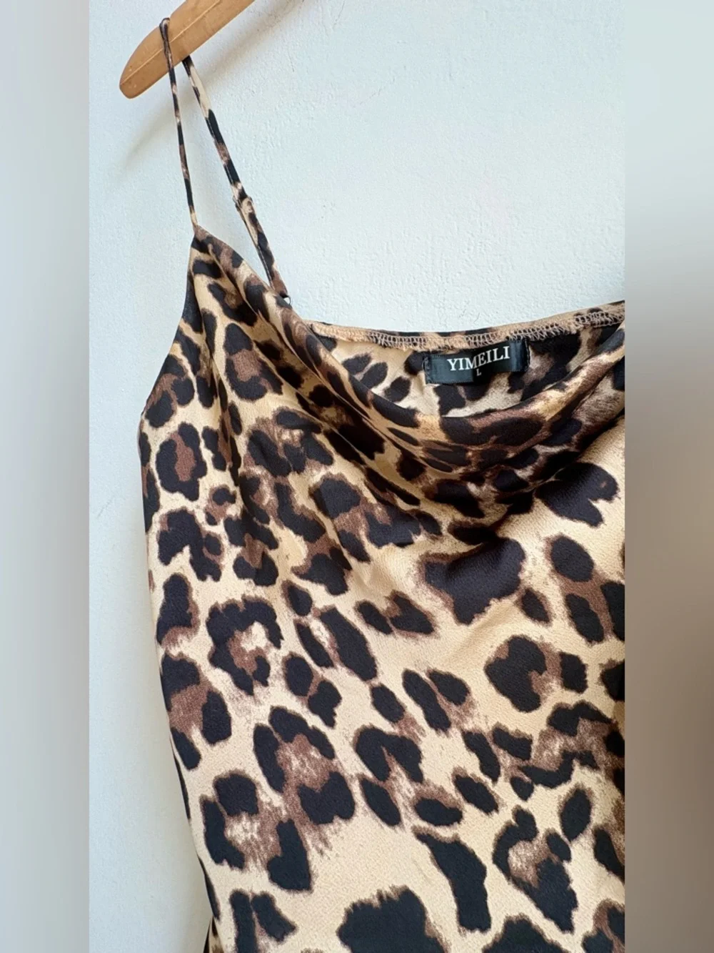 MEOW Sexy draped little leopard print nightie mini nightgown Night SLIP L - Picture 2 of 3